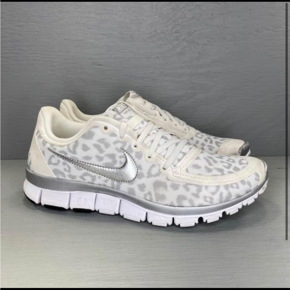 SOLD- White & Grey Leopard Nikes